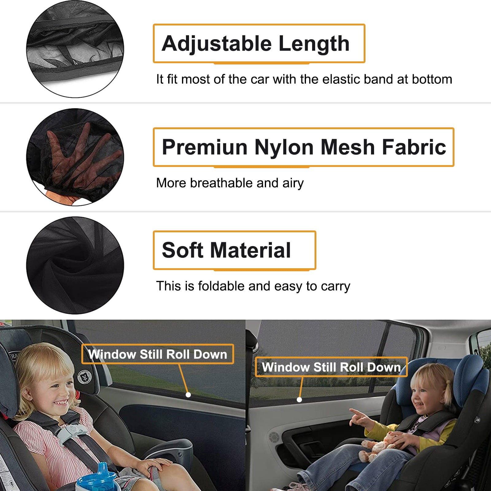 2pcs Car Rear Side Window Sun Visor Shade, EEEkit Mesh Cover Shield Sunshade UV Protector, Foldable Car Side Window Sunshade Universal Fit for Car, Trucks, and SUV