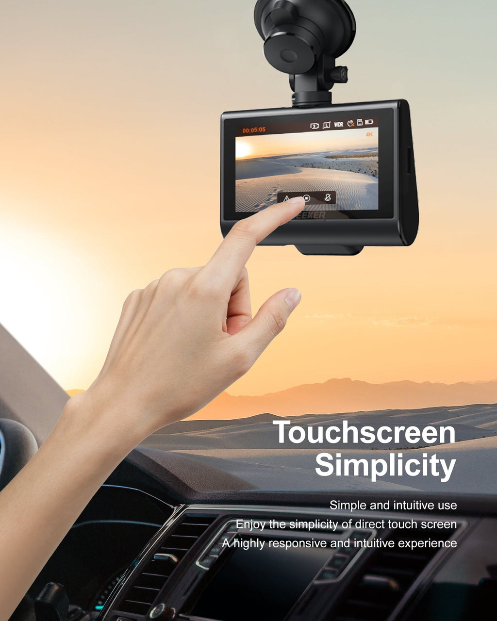 iZEEKER 4K Dash Cam Front and Rear Wi-Fi GPS, 4K+1080P Dual Dash Camera for Cars, 3'' IPS Touchscreen, WDR, Night Vision, Parking Mode, G-Sensor, 2 Mounting Options