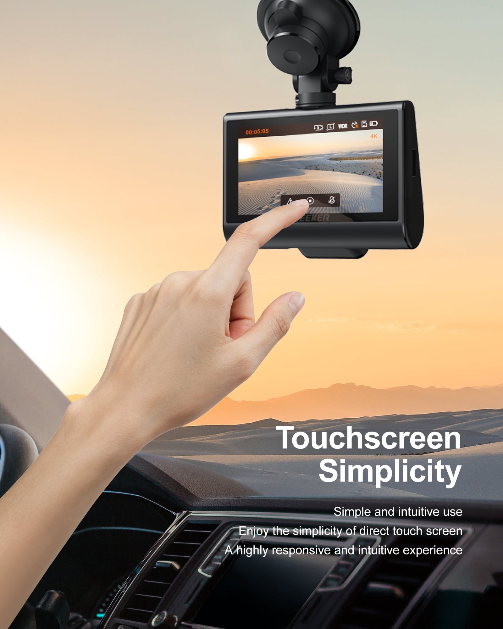 iZEEKER 4K Dash Cam Front and Rear Wi-Fi GPS, 4K+1080P Dual Dash Camera for Cars, 3'' IPS Touchscreen, WDR, Night Vision, Parking Mode, G-Sensor, 2 Mounting Options