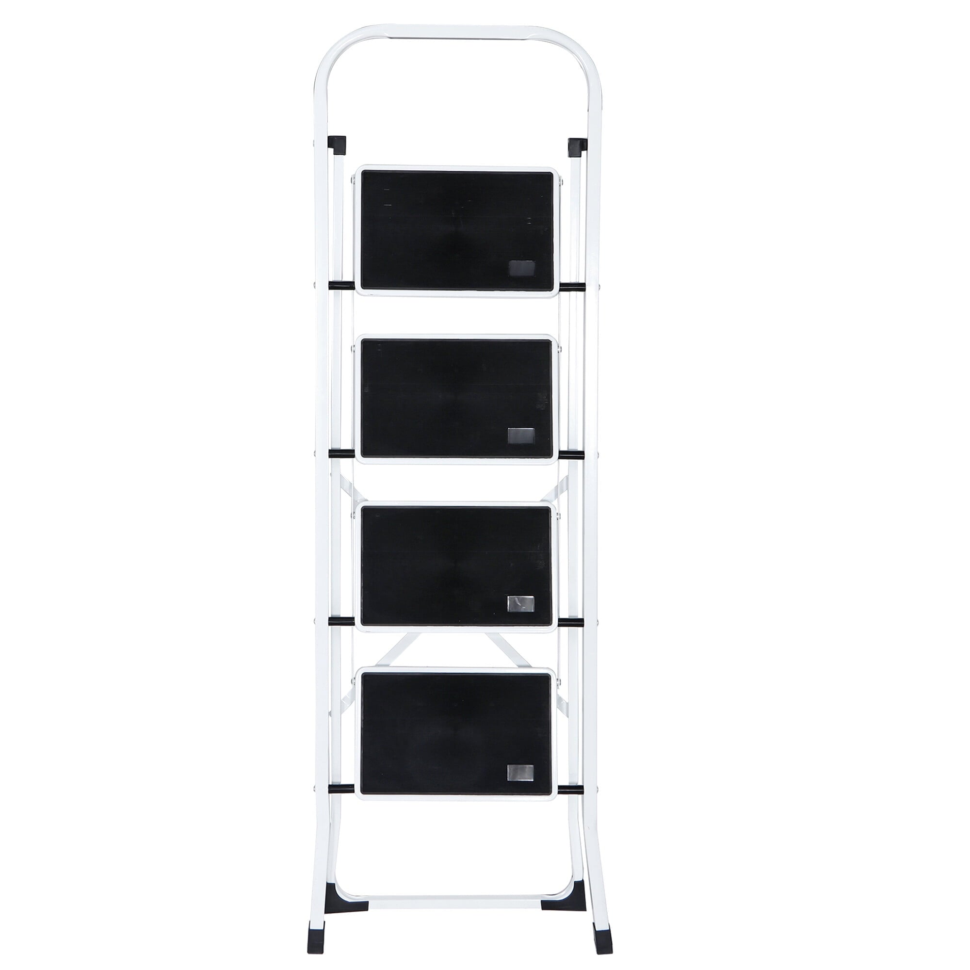 ZENSTYLE Folding 4-Step Ladder Anti-Slip Platform 330 lbs Capacity Portable Steel Frame