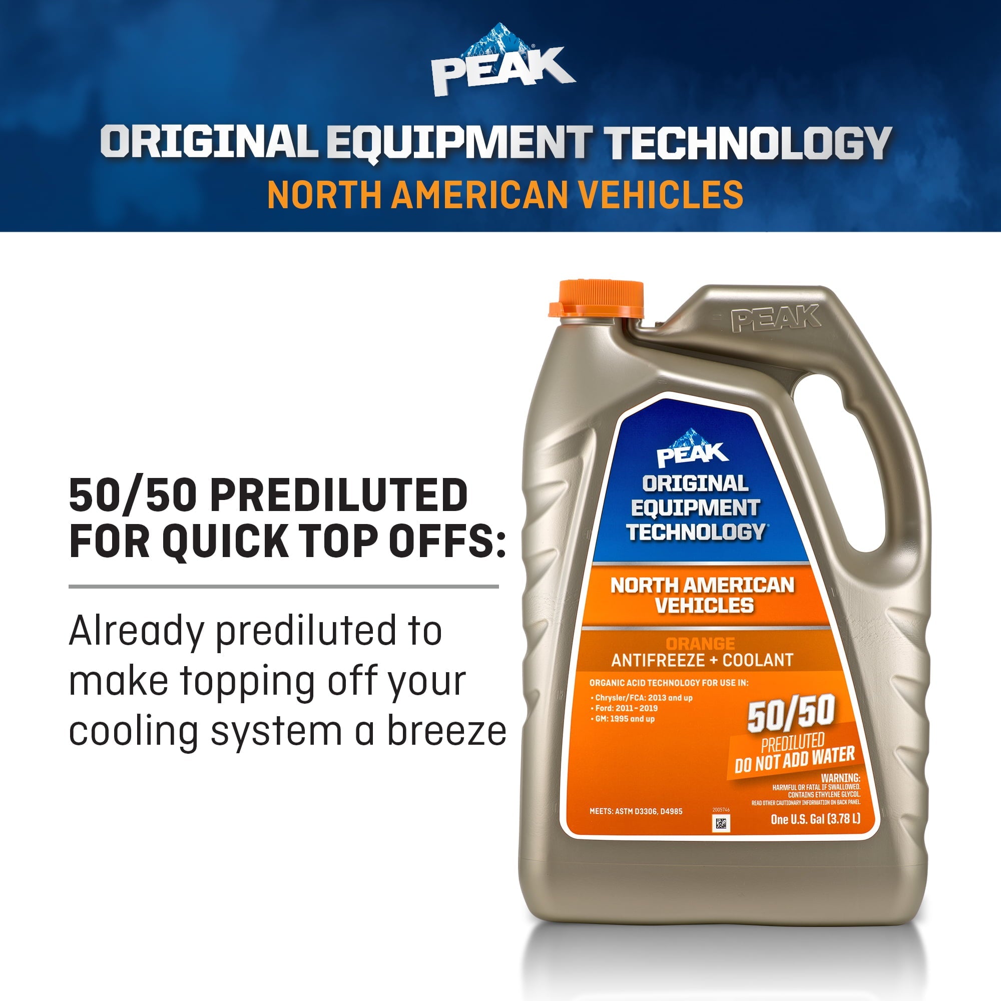 PEAK Original Equipment Technology Antifreeze for North American Vehicles - Orange