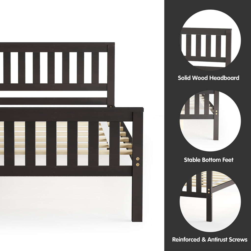 Costway Twin Wood Platform Bed with Headboard and Footboard Mattress Foundation