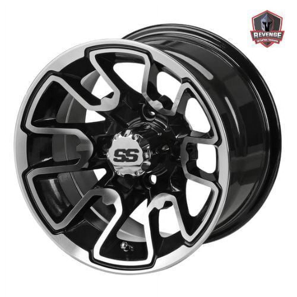 12" Tombstone Machine Black Golf Cart Wheels and Tires Combo 215/35-12 Set of 4