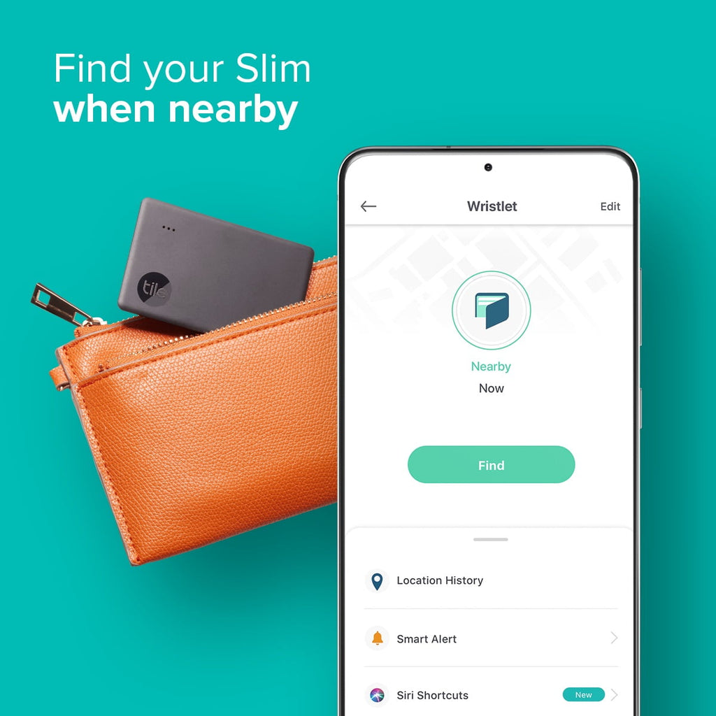 Tile Slim (2022) - 1 Pack - Black - Thin Bluetooth Tracker, Wallet Finder and Item Locator
