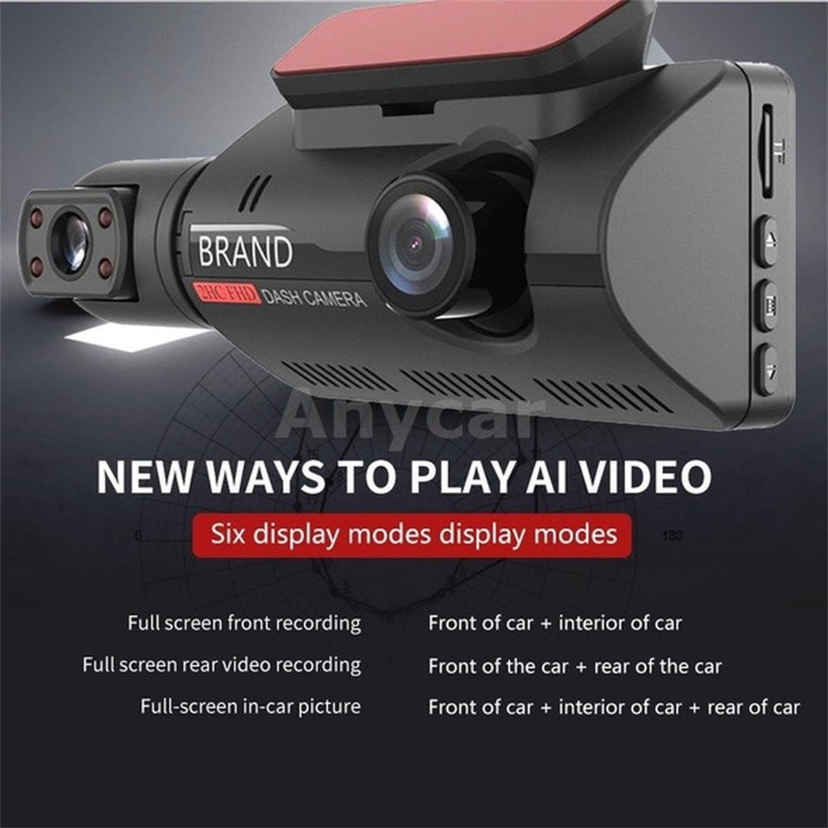 1080P Full HD Car Dash Cam Front And Inside Camera Car DVR Camera Wide Angle with Night Vision, G-Sensor, Crash Detection, Parking Monitor, Loop Recording