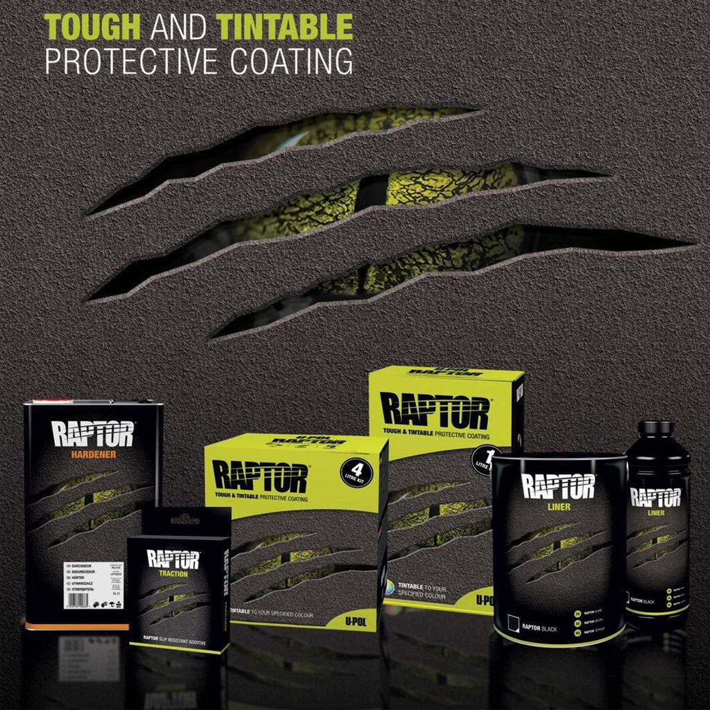 Custom Shop U-Pol Raptor Tintable Urethane Spray-On Truck Bed Liner 1 Quart Kit with Hardener