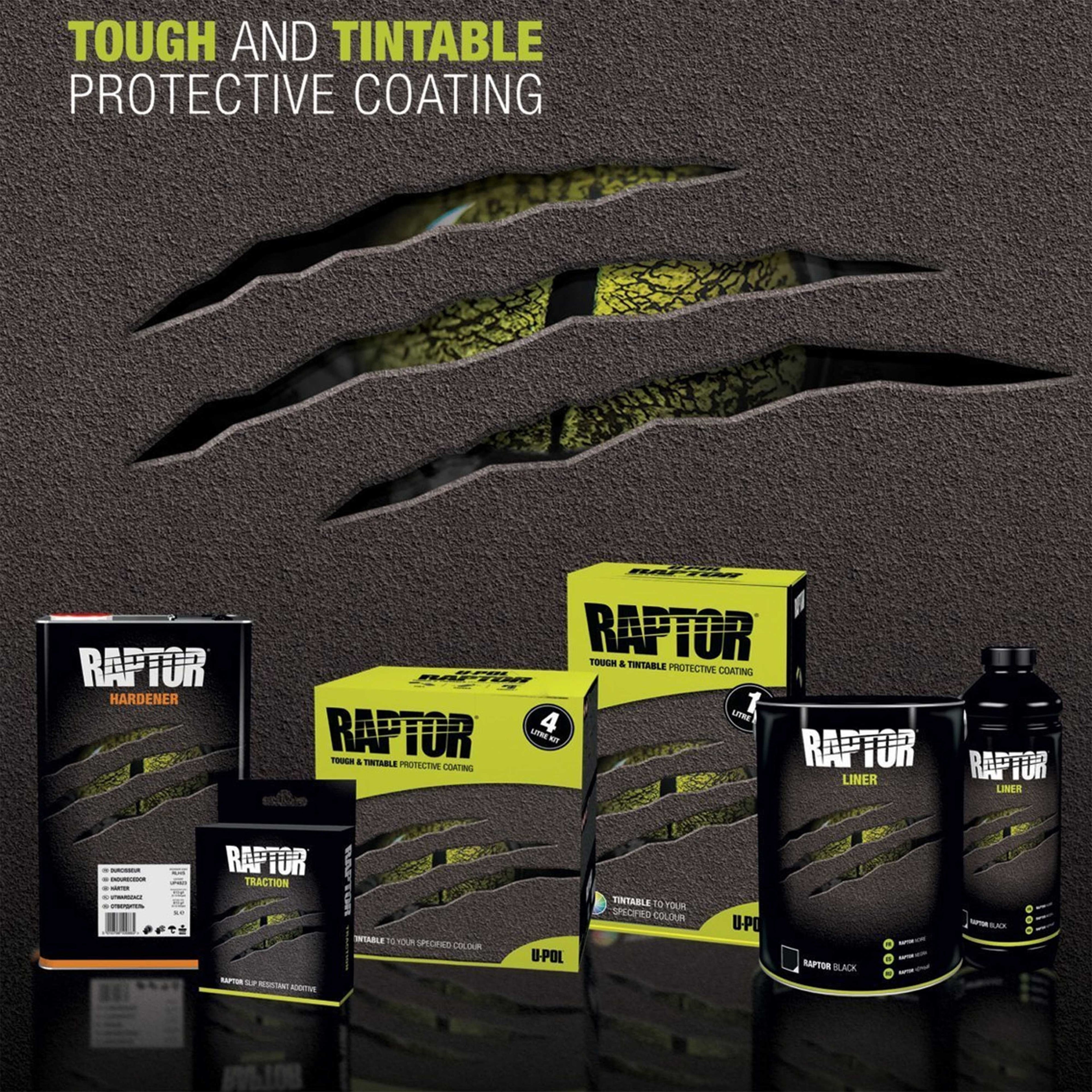 Custom Shop U-Pol Raptor Tintable Urethane Spray-On Truck Bed Liner 1 Quart Kit with Hardener