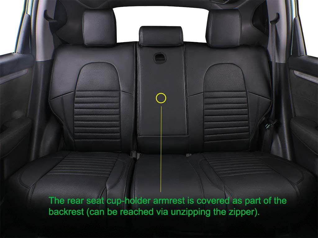 EKR Custom Fit CRV Seat Covers for Honda CRV 2017 2018 2019 2020 2021 2022 Full Set Breathable Leather Car Seat Cushions Black
