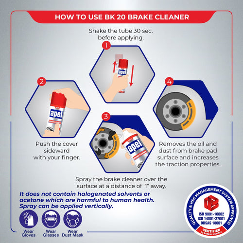 APEL Brake Parts Cleaner (6 x 15.1 fl oz) Brake Pad Disc Springs Calipers (Pack of 6)