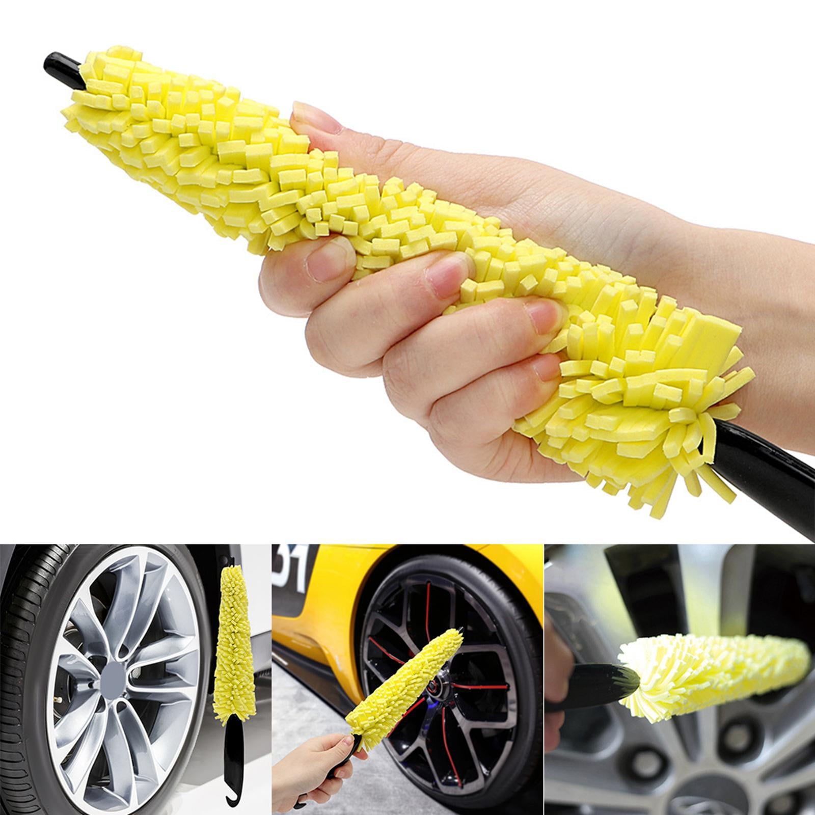 Car Wheel Tire Rim Brush, Rim Scrubber Supplies Cleaner Car Wash Equipment Cleaning Tools Duster Car Accessories for SUV Car Motorcycle