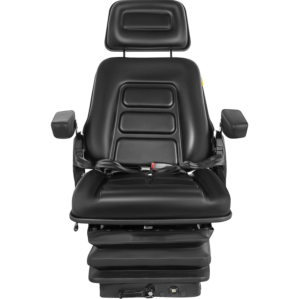 VEVOR Adjustable Suspension Backrest Headrest Foldable Forklift Seat with Slide Rails Replacement Truck Seat Heavy Duty for Tractor Forklift Excavator Skid Steer