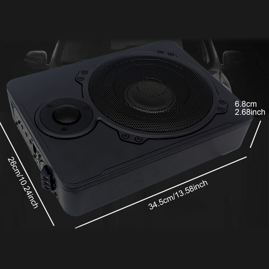8'' Under-Seat Active Car Subwoofer Audio Speaker Bass Amp Sub Box Slim 600W Subwoofer Sub Audio Amplifier 600W