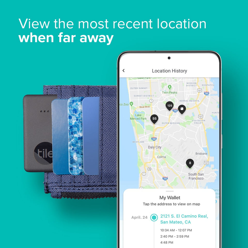 Tile Slim (2022) - 1 Pack - Black - Thin Bluetooth Tracker, Wallet Finder and Item Locator