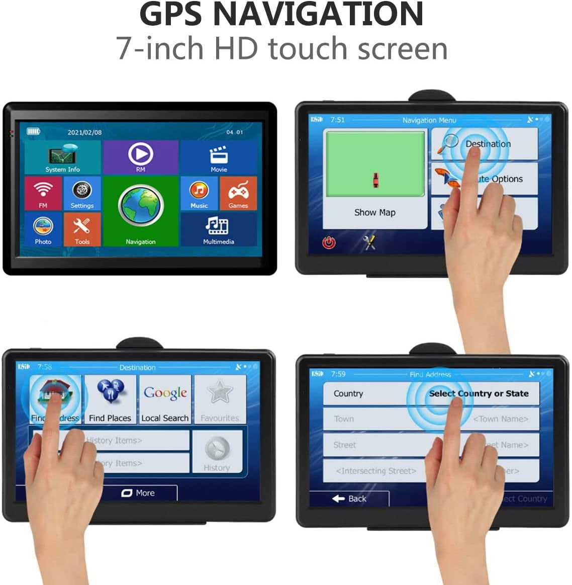 GPS Navigation for Car Truck GPS,7 Inch Touchscreen Car GPS Navigator 8GB 256M with Voice Guidance Spoken Turn Direction Reminding GPS for Car,Lifetime Free Map Update