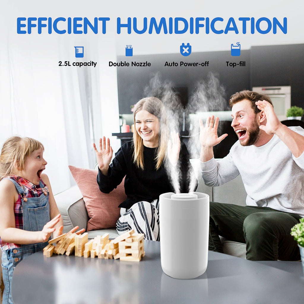 MASBRILL Humidifiers for Bedroom, 2.5L Cool Mist Humidifier for Baby, Small Air Humidifier, White
