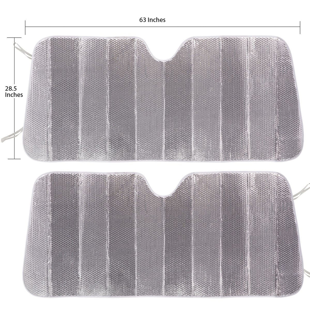 Auto Drive Universal Fit On Most Vehicles' Windshield Silver Accordion Sunshade 1 Pack, 63'' x 28.5''