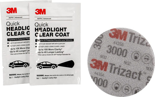 3M Quick and Easy Headlight Restoration Kit, Removes Light Yellowing in 15-Minutes, 39193, 1 Kit