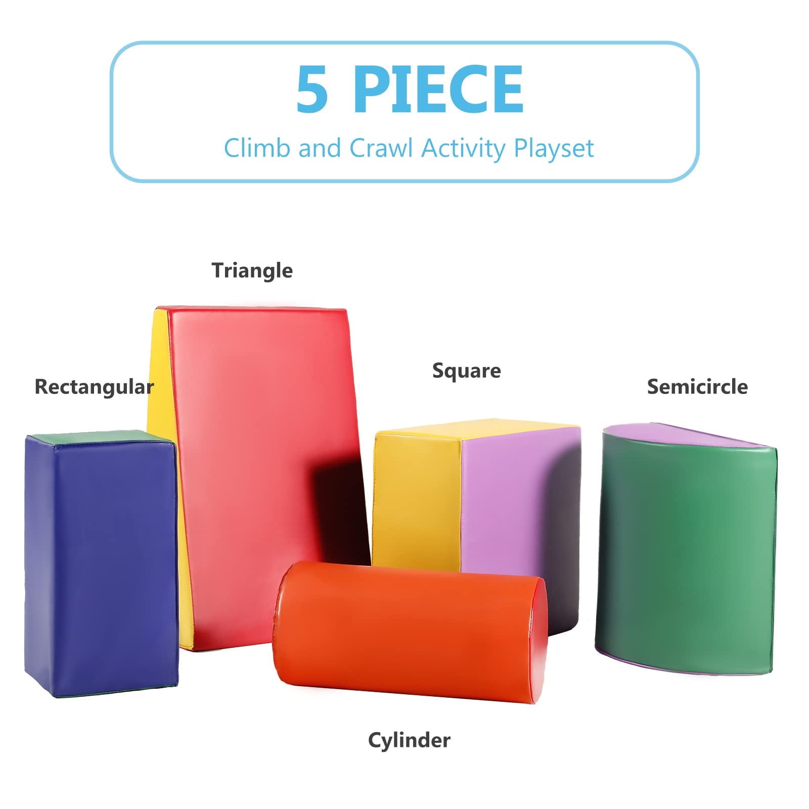 Kinder King Climb Foam Block for Toddler, 5Pcs Baby Foam Climb and Crawl Play Toy Set Indoor, Crawling and Sliding, Red & Yellow