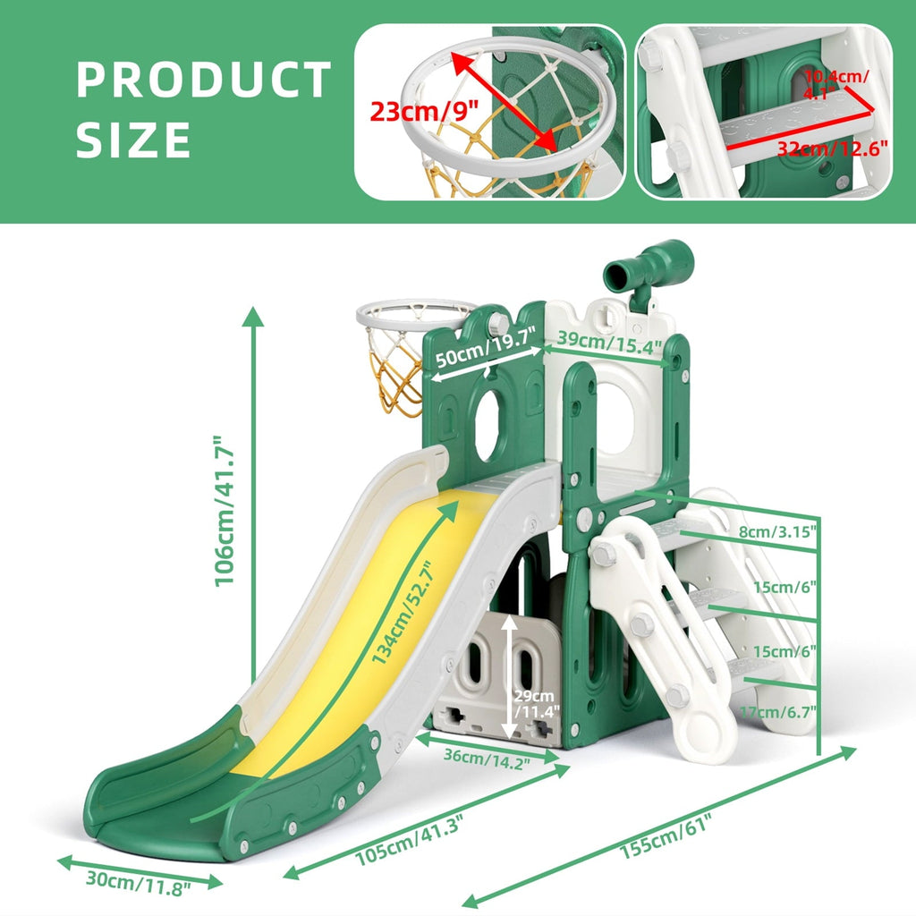 KORIMEFA Toddler Slide for Age 1-3 Outdoor Playset Indoor Playground Kids Slides for Backyard Baby Slide 6 in 1 Climber Slides