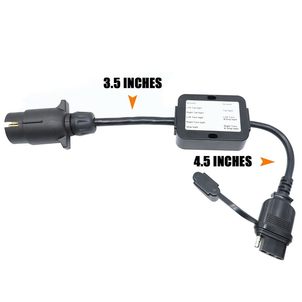 Trailer Light Converter European Round 7-Pin Connector to 4-Way Flat Pin Plug