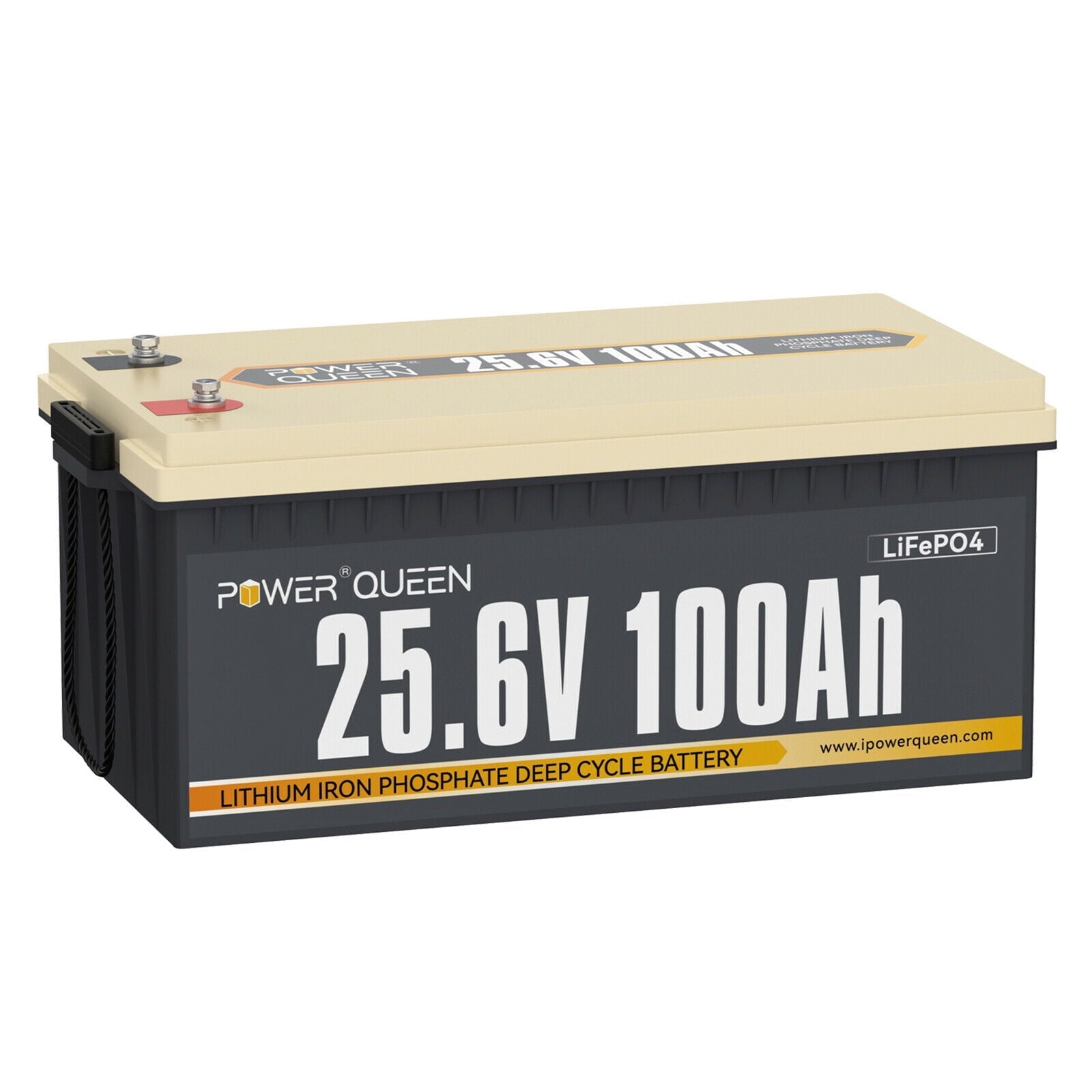 Power Queen 24V 100Ah LiFePO4 Deep Cycle Lithium Battery 2560Wh 100A BMS for Solar RV Boat