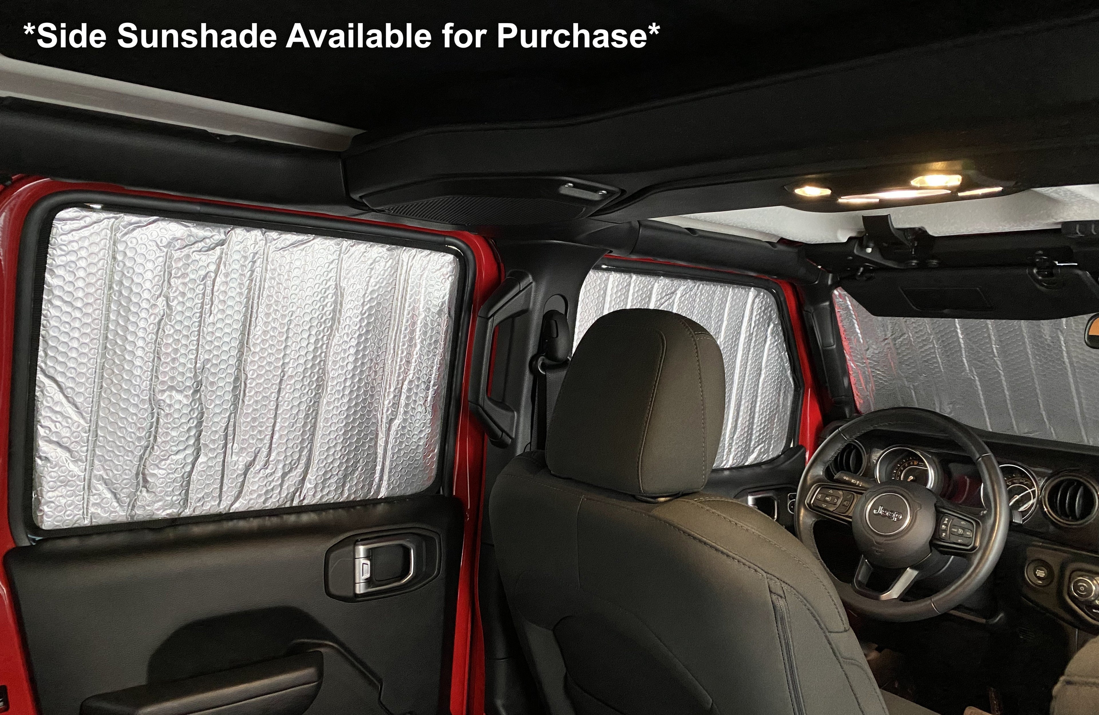 Windshield Sunshade for 2018-2024 Jeep Wrangler 4 Door - w/ Rearview Mirror on Windshield
