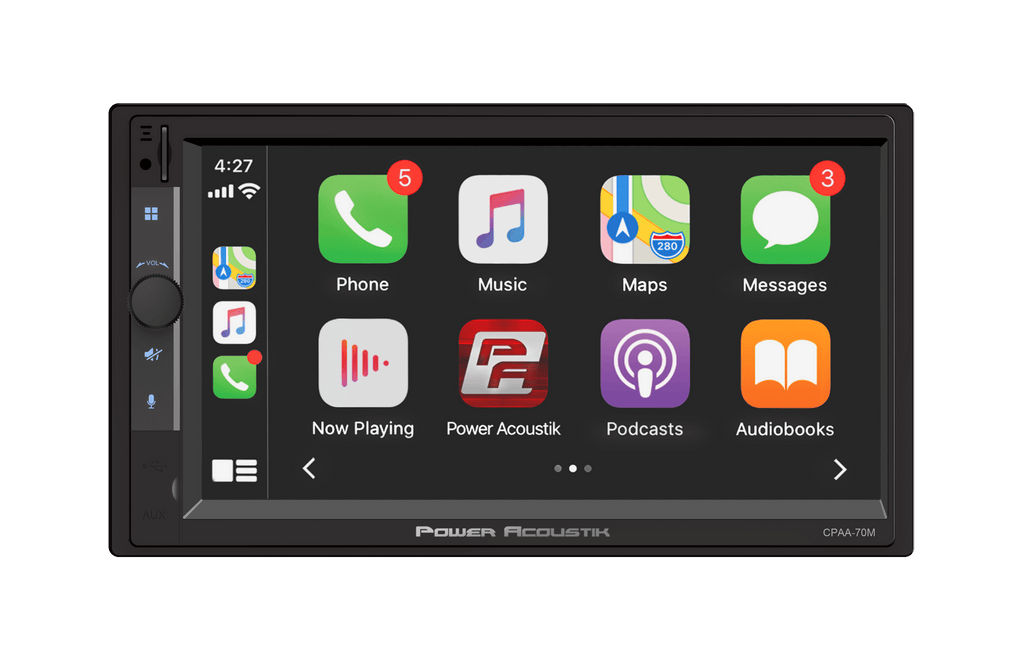 Power Acoustik Car Stereo Combo | Car Play/Android Auto Receiver & (4) 6.5" Speakers | 7" HD LCD with Capacitive Touchscreen & Bluetooth | Double Din | CPAAM7-S2