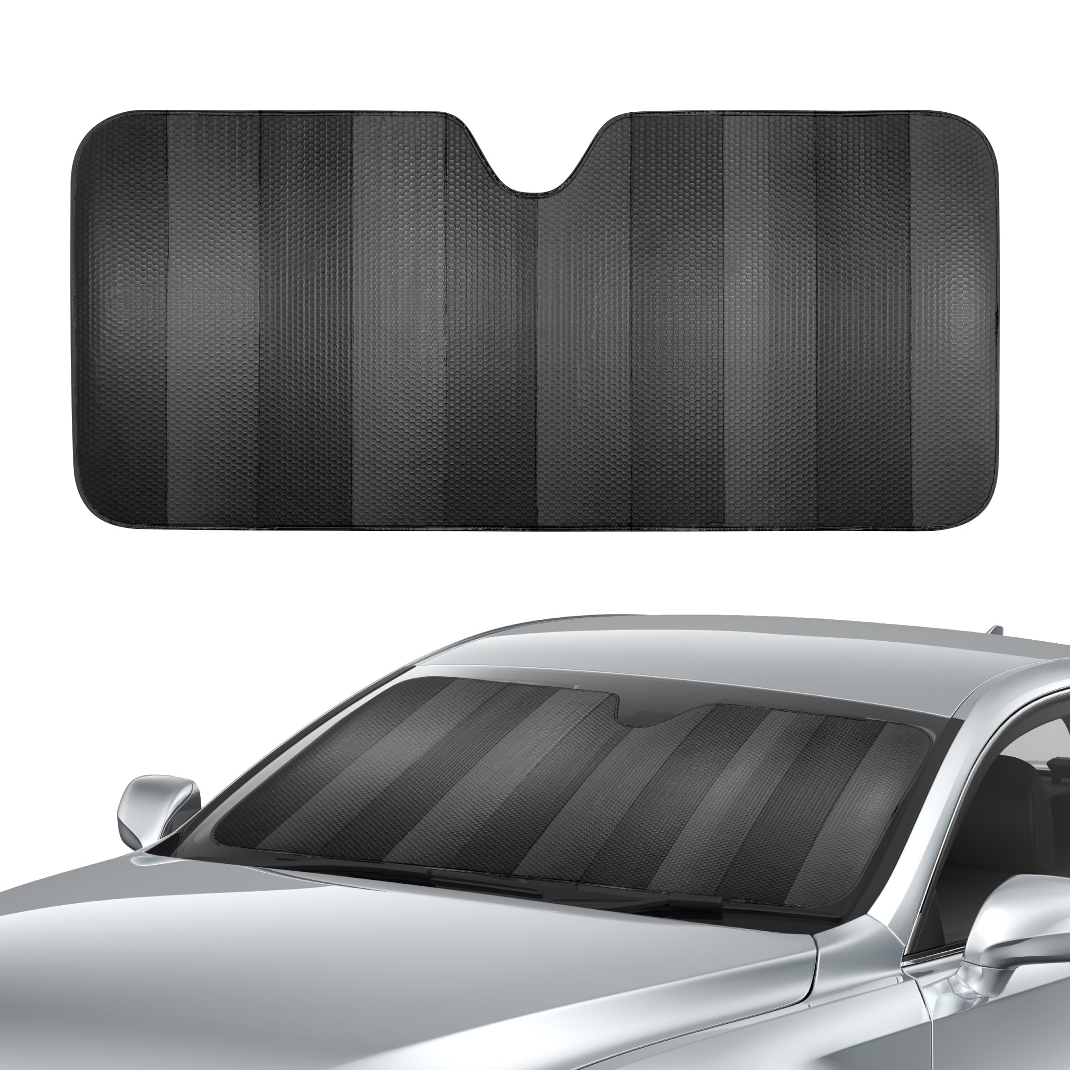 Auto Drive Windshield Black Accordion Sunshade for Models Sedan SUV Hatchback Liftback 1 Count, 63"x 28.5"