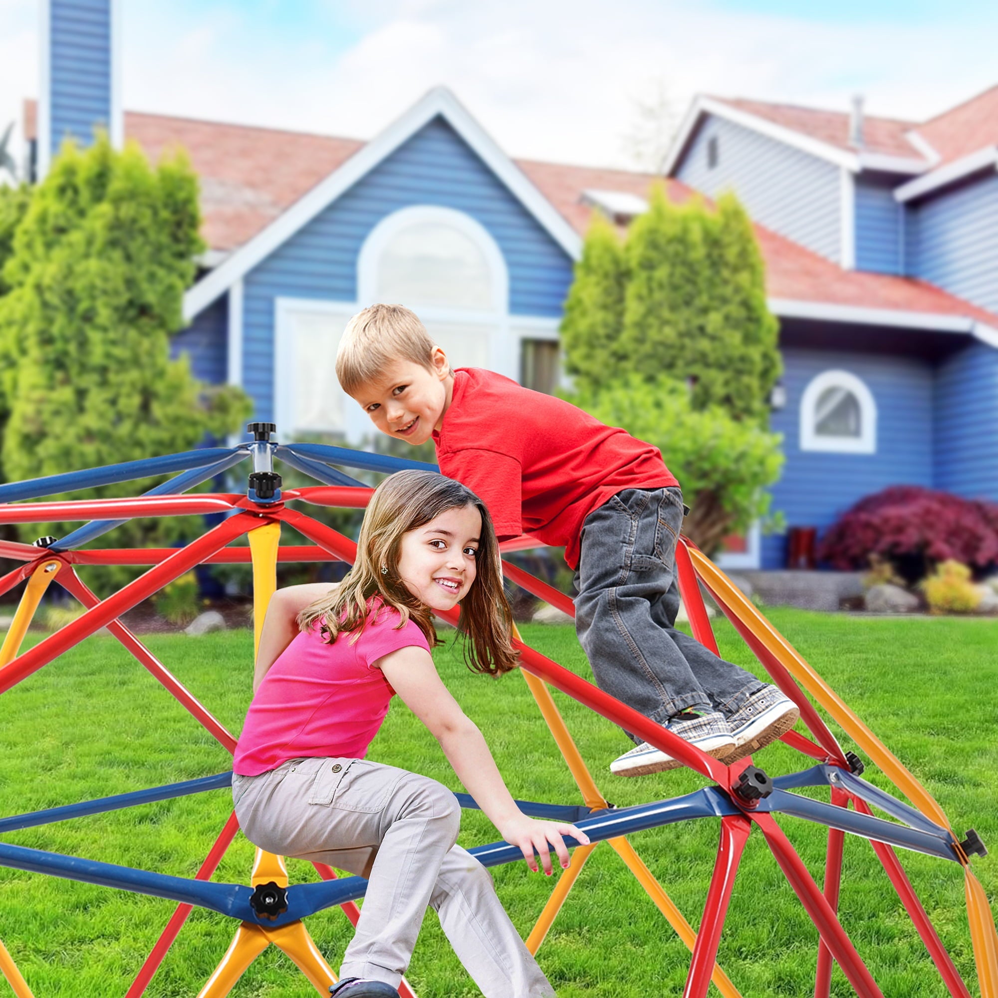 TOBBI Outdoor Kid's Dome Climber 82" Climbing Dome Steel Frame Monkey Dome Climber Bars Playset Ages 3-10 Kid Children Outdoor Playground Jungle Gym