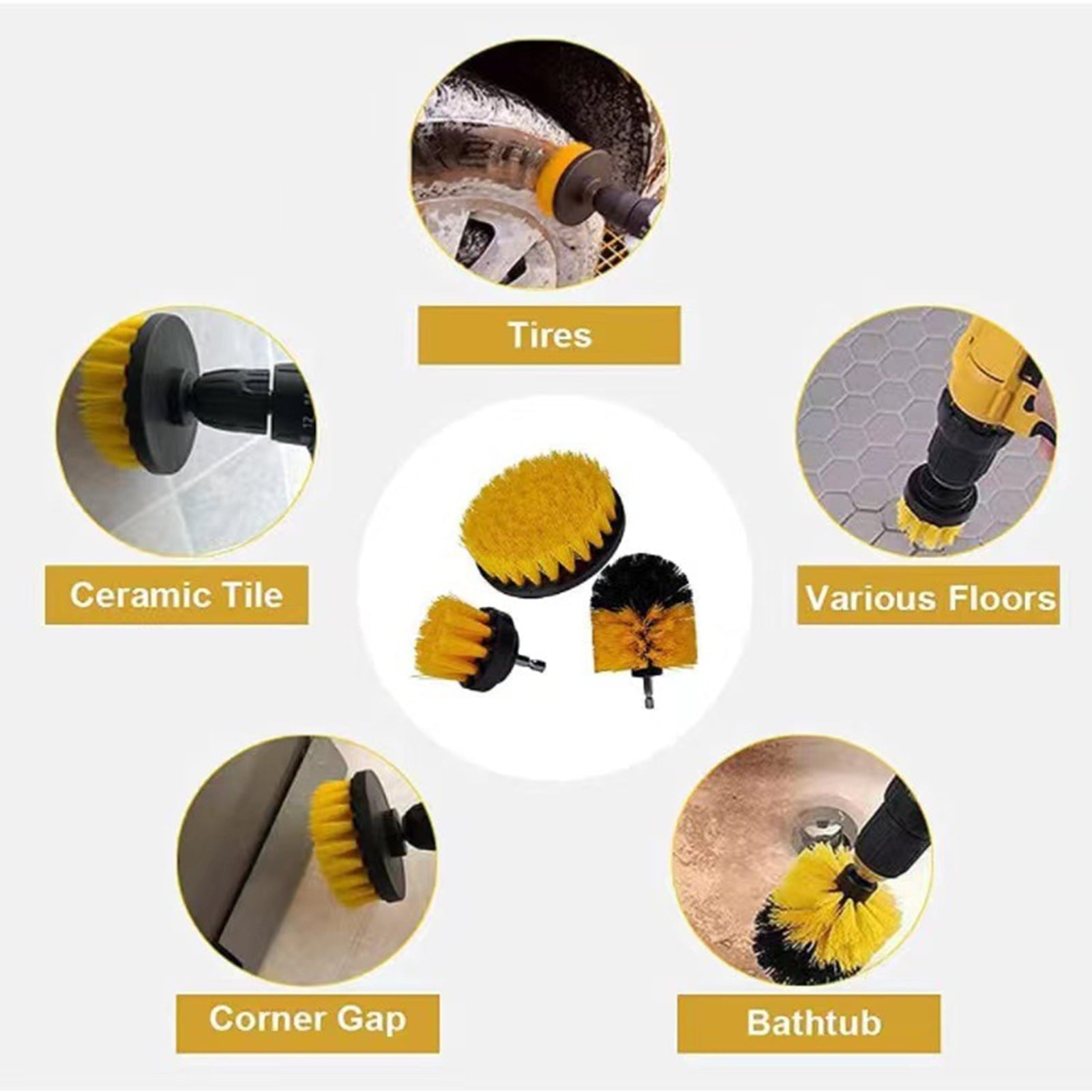 CACAGOO 26 PCS Drill Brush Attachments Car Detailing Brush Kit Automotive Cleaners
