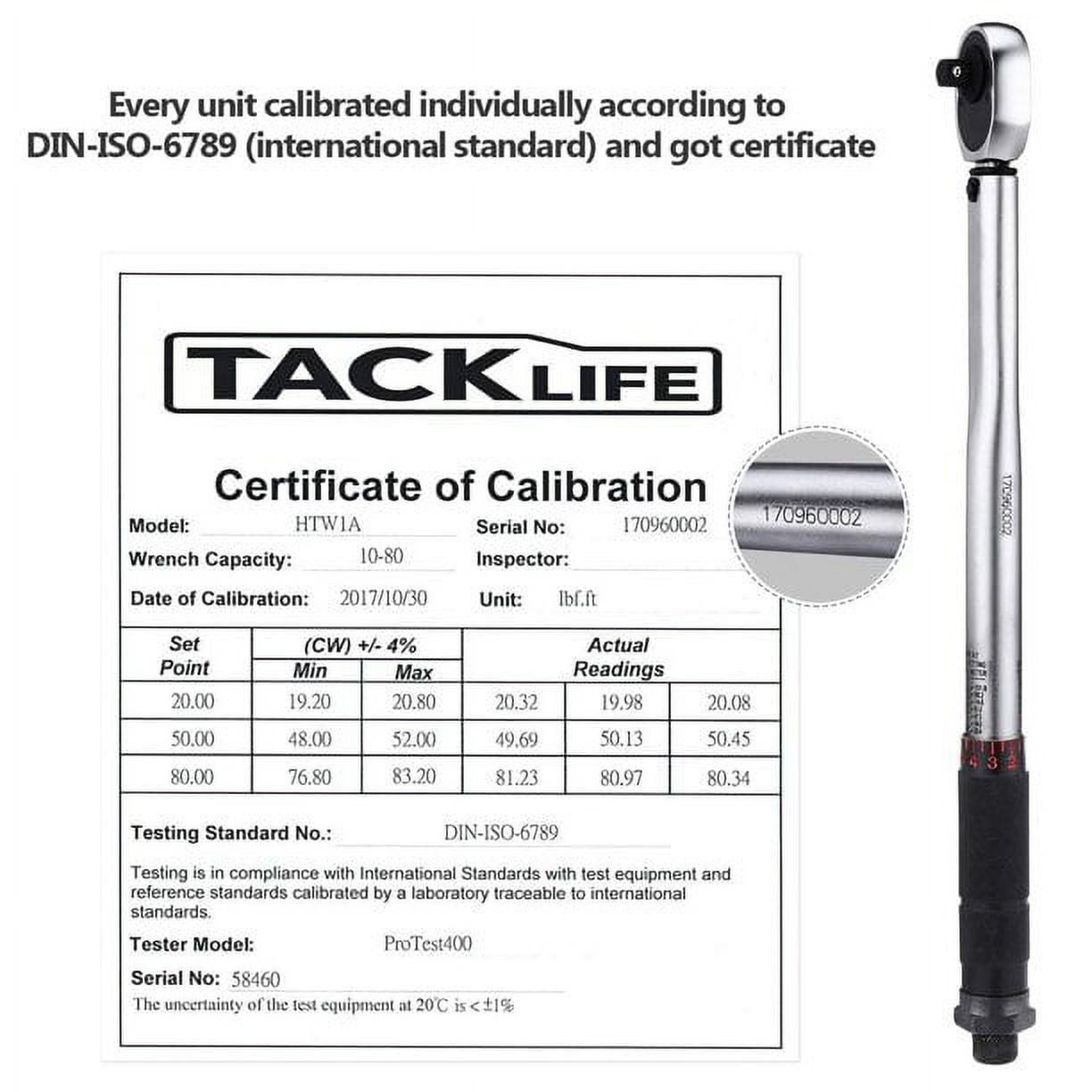 Tacklife 3/8" Drive Click Torque Wrench Set, With 1/2" & 1/4" Adapters And An Extension Bar (10-80 Ft.- Lb./13.6-108.5 Nm)-HTW1A