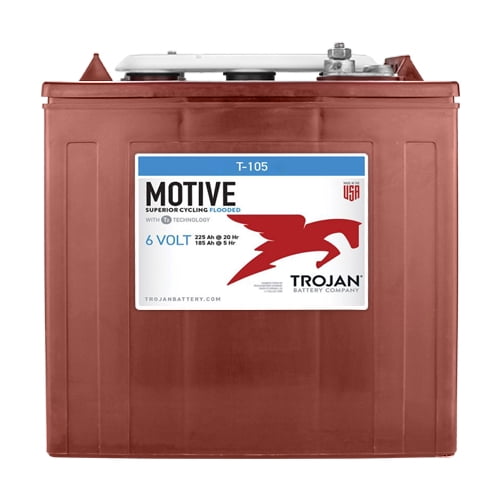 Trojan T-105 6V Volt Deep Cycle Golf Cart, Solar, Marine, RV and Industrial Use Battery - 2 Pack