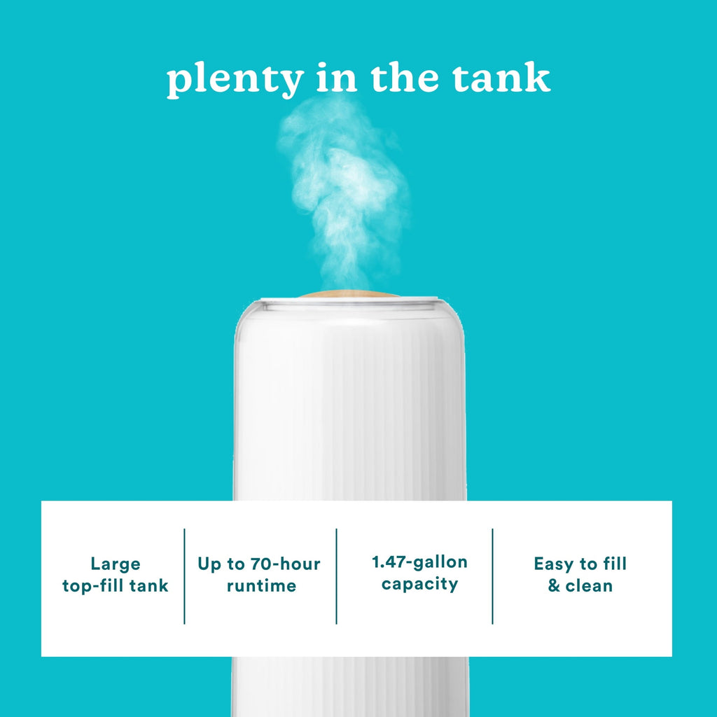 HoMedics Total Comfort Deluxe Ultrasonic Humidifier Top Fill, Large Humidifier for for Bedroom, Plants, Office - Top-Fill 1.47 Gallon White UHE-CMTF91