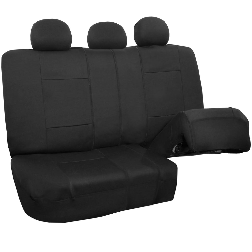 FH Group Neoprene 3 Row Car Seat Covers For SUV VAN TRUCK, Airbag Compatible Split Bench 8 Seaters, Black