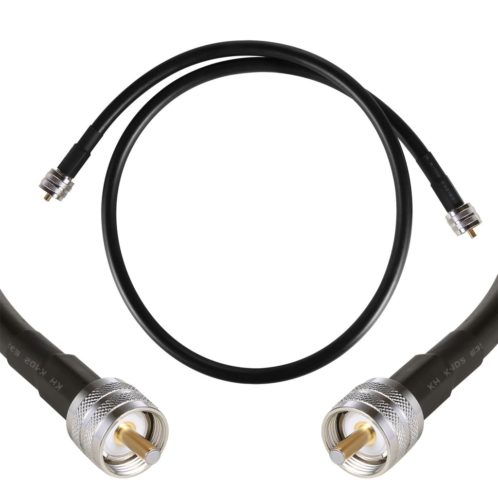 3ft PL259 to PL259 S-LMR400 Extension Cable, GEMEK Low Loss Coax UHF M/M Jumper for CB Radio, Antenna Analyzer, WiFi, SWR Meter, Ham Radio, Short Wave Radio - HF, VHF, UHF (50 Ohm Not for TV)