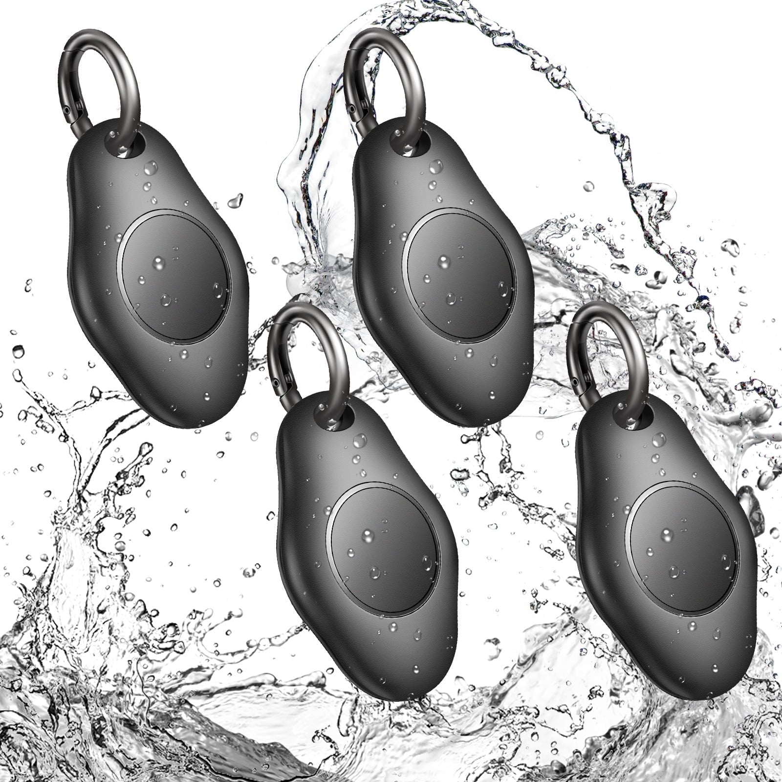 [4 Pack] AirTag Holder Keychain, IPX7 Waterproof Protective Air Tag Holder, Dropproof AirTag Keychain Cover, Full-Body Shockproof, Anti-Scratch, AirTag Case for Keys, Black