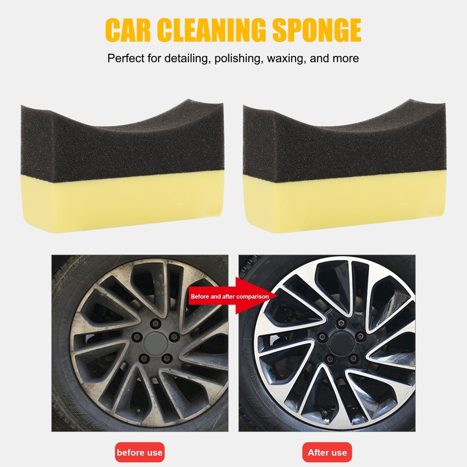 12/6pcs Car Care Applicator Pad, Car Tire Wheel Dressing Curved Foam Sponge Pad,  Gloss Shine Color Polishing Sponge Wax, Mess Free Application Tire Dressings, Reusable and Washable