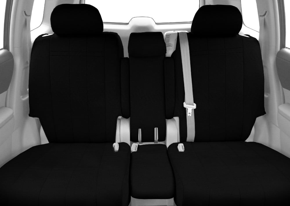 CalTrend Front 40/20/40 Split Bench SportsTex Seat Covers for 2019-2023 Chevy/GMC Silverado|Sierra 1500-3500 - CV614-01GG Black Insert with Black Trim