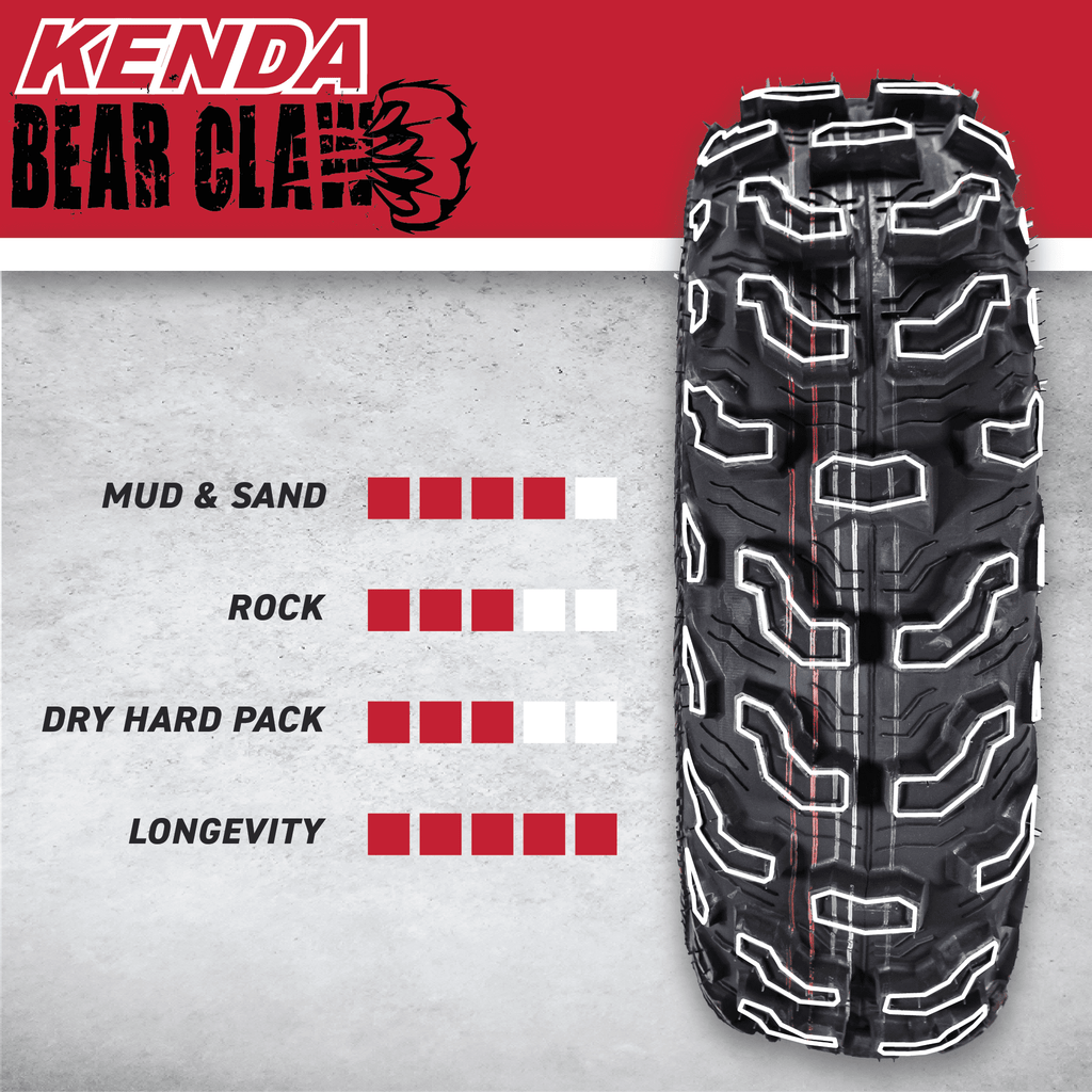 Kenda Bear Claw EX 25x8-12 F 25x10-12 R ATV 6 PLY Tires Bearclaw - 4 Pack Set