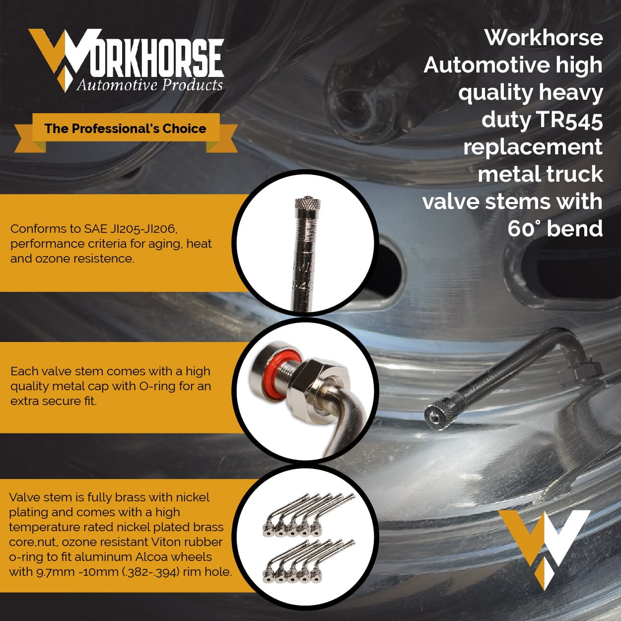 Workhorse Automotive TR545D Truck Tire Valve Stems. Pack of 10.