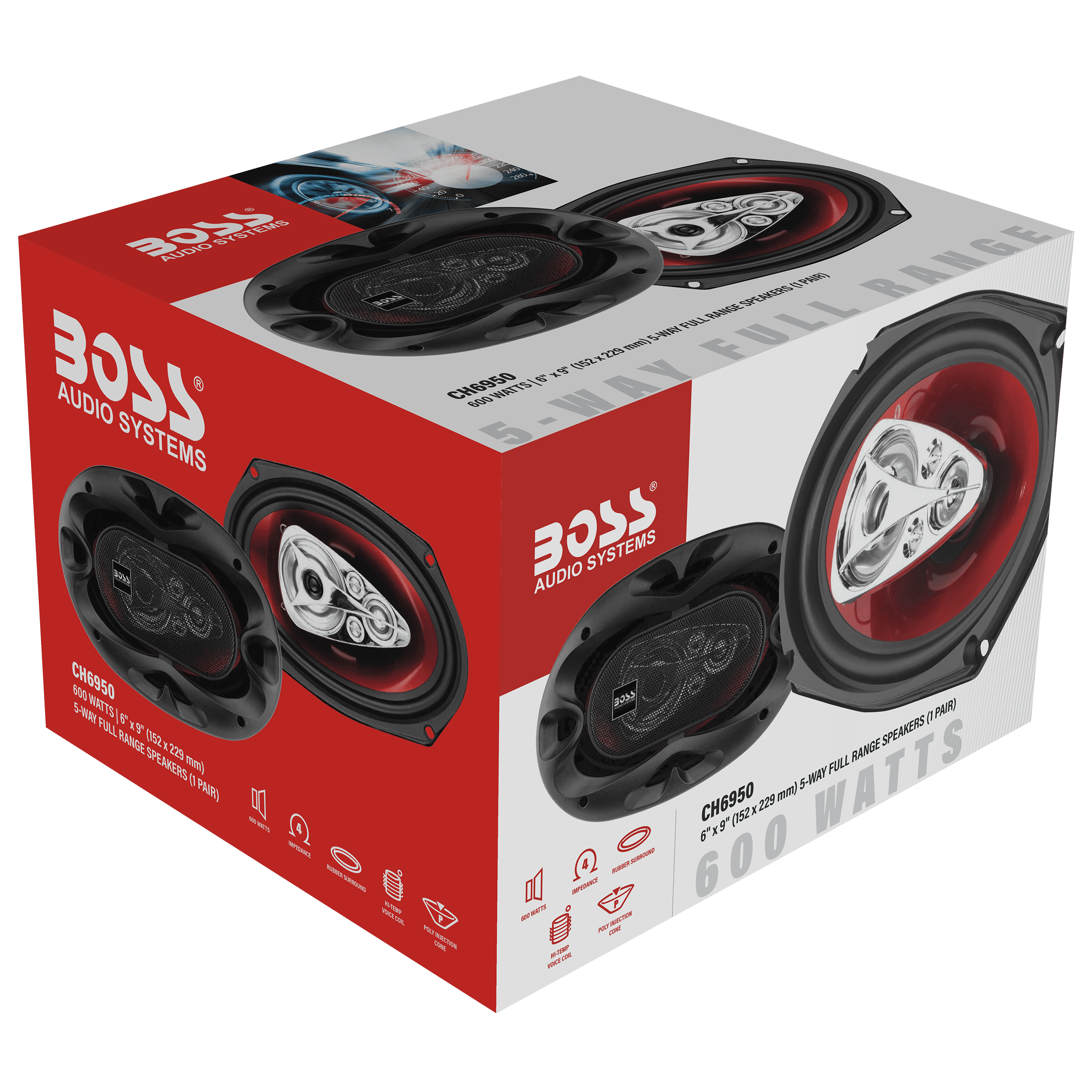 BOSS Audio Systems CH6950 6” x 9” Car Speakers, 600 Watts, Full Range, 5 Way