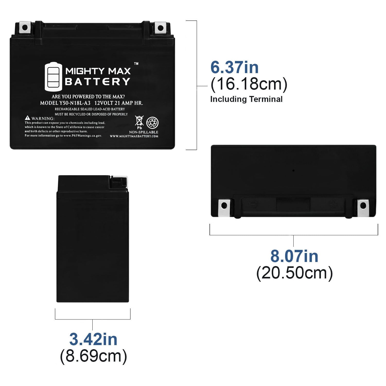Y50-N18L-A3 Sealed AGM Battery for MTD 600 Series Riding Lawn Mower