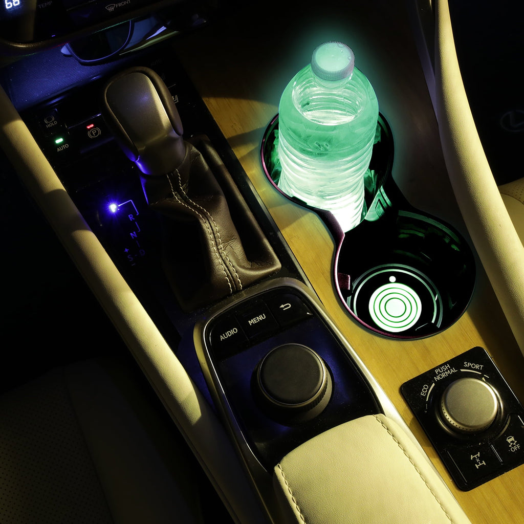 Monster LED 2 Pack Multi-Color LED Cup Holder Light, Universal Car Compatibility, Smart Sensor