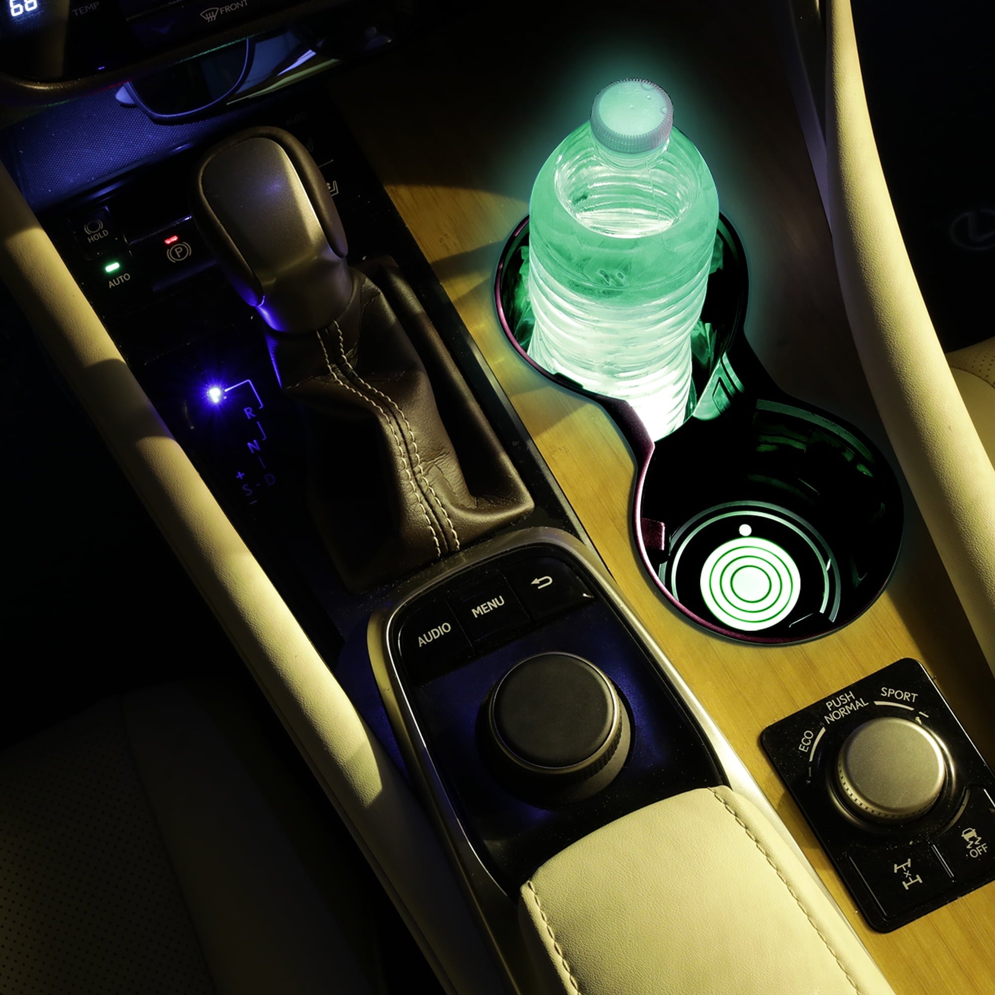 Monster LED 2 Pack Multi-Color LED Cup Holder Light, Universal Car Compatibility, Smart Sensor