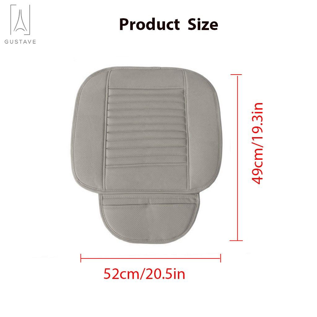 Gustave Universal Car Seat Cover, Car Front Seat Cushion Breathable PU Leather Pad Mat Non Slip Bottom for Auto Supplies Office Chair with Storage Pouch "Gray"