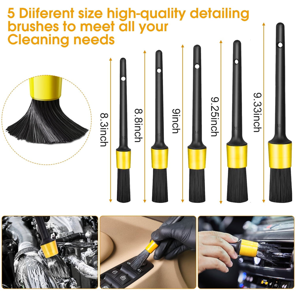 Pecham 20PCS Car Detailing Kit, Car Detailing Brush Set, Auto Detailing Drill Brush Set, Car Detailing Brushes, Car Wash Kit, Car Accessories, Car Cleaning Tools Kit for Interior, Exterior, Wheels