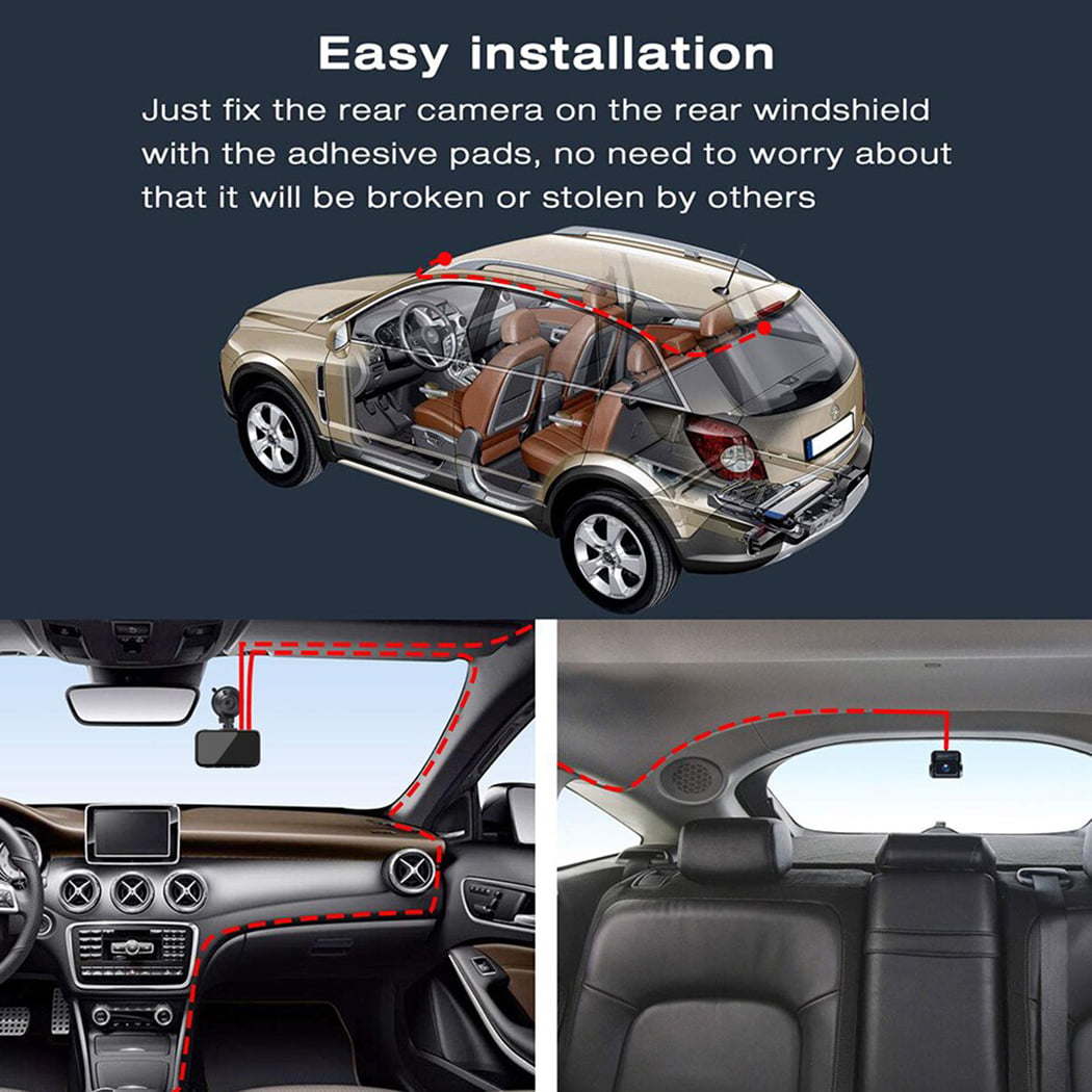 TOGUARD 4K Dual Dash Cam for Cars UHD 2160P+1080P Front and Rear Dash Camera, 3" Display Car Dashboard Camera Battery Drive Recorder  Parking Mode G-Sensor Support 256GB SD Card