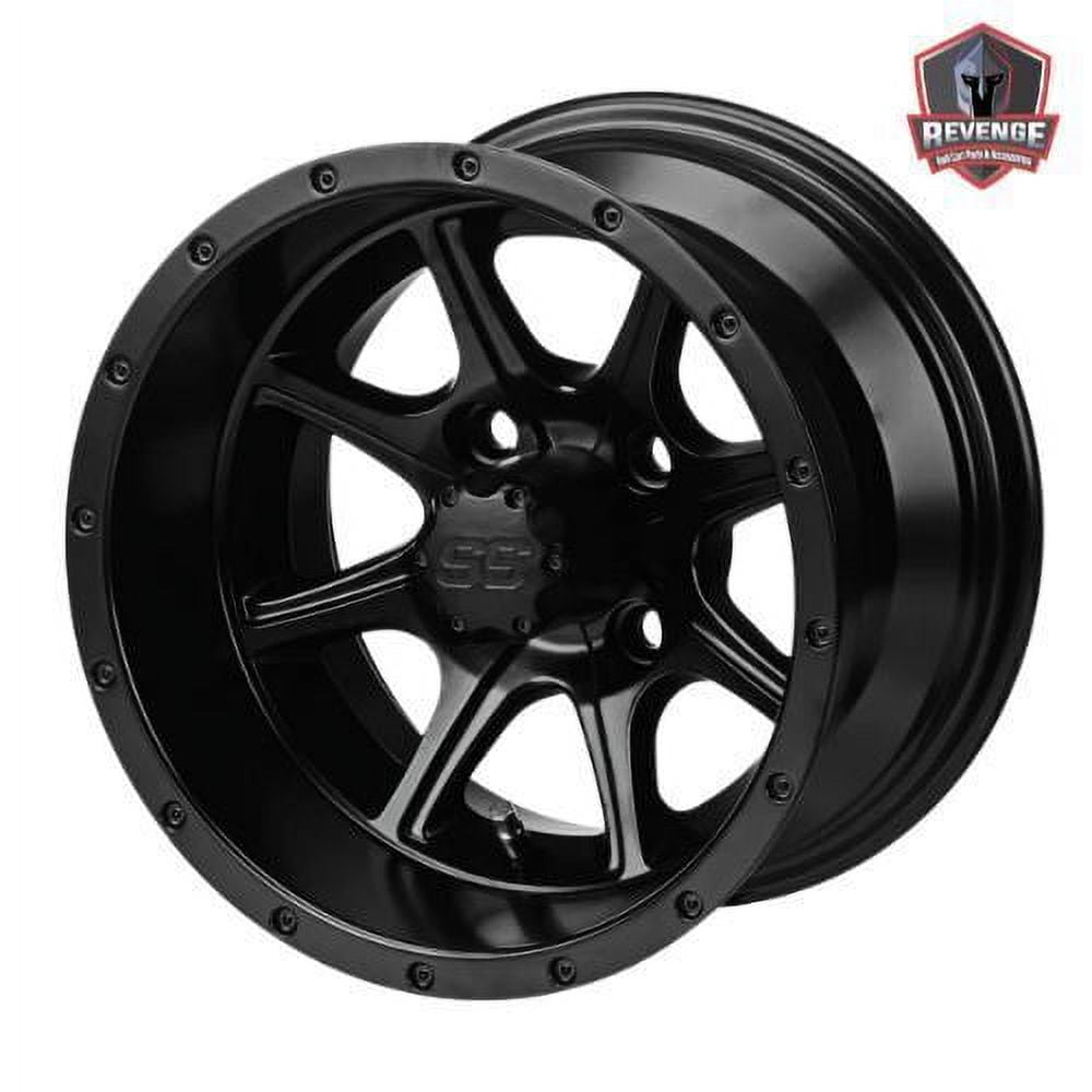12" Azusa Matte Black Golf Cart Wheels and Tires Combo (205/30-12) Set of 4