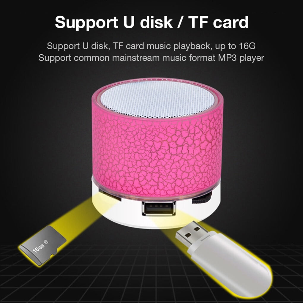Top-Tech Portable ABS Bluetooth Speaker with 10m Effective Distance Small Sound Speaker Support TF Card/AUX/USB, Pink