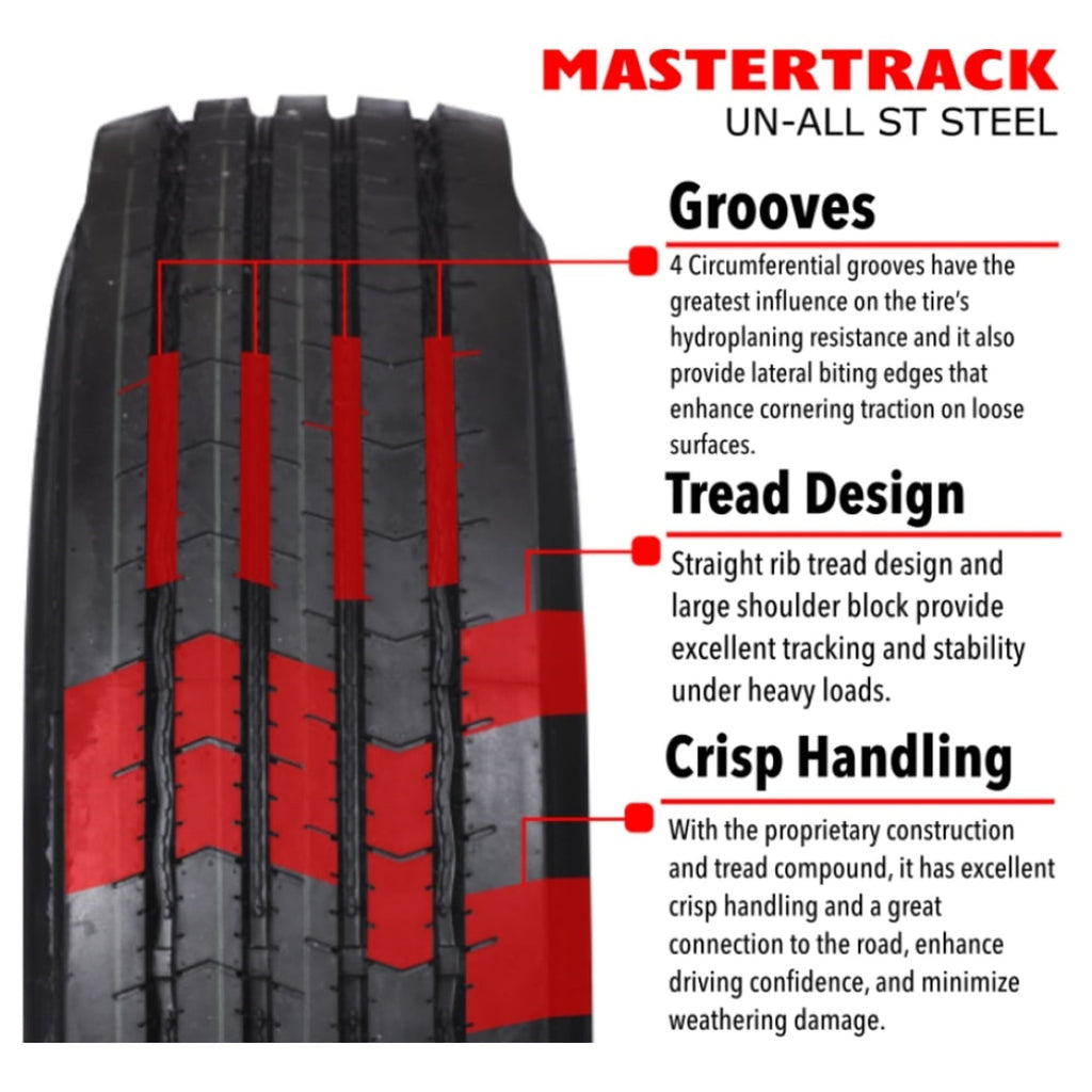 Mastertrack UN ALL STEEL ST235/80R16 14 Ply 129L Load G Radial Trailer Tire - ST 235/80/16 235/80R16 (Tire Only)